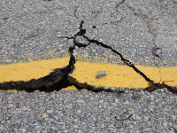 Photo: A crack in a road.