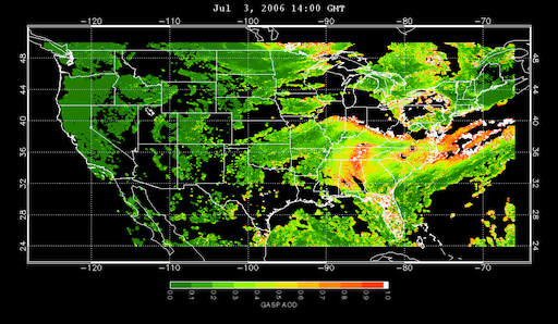 An image from RSIG showing air quality data from a satellite