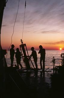 EPA's Ocean Dumping team aboard an ocean disposal site monitoring survey.