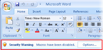 Screen capture of a security warning in Microsoft Access
