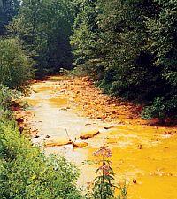 Image of stream impacted by acid mine drainage