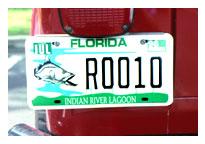 Florida Indian River Lagoon license tag on a sport utility vehicle.