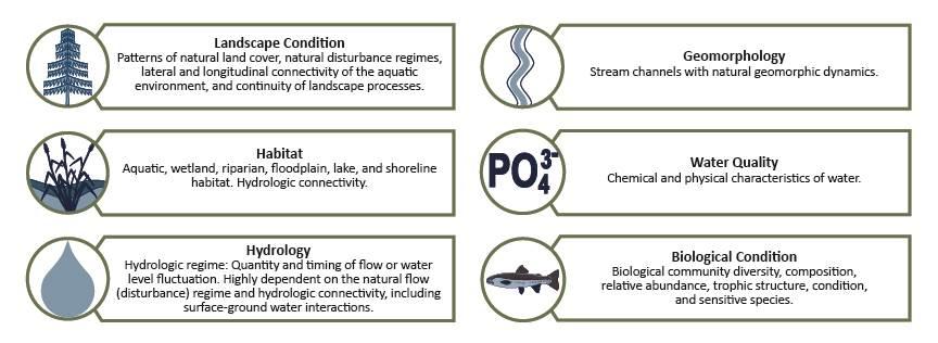 Ecological Attributes: Landscape Conditions, Habitat, Hydrology, Geomorphology, Water Quality,  Biological Condition