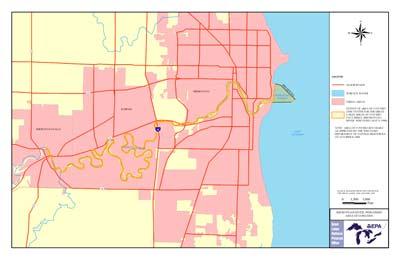map showing the state approved boundary of the Sheboygan River AOC