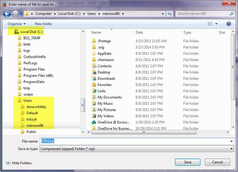 Locate the Home directory on your system and save the file there