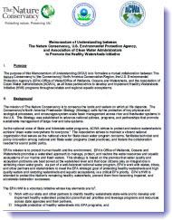 Thumbnail of first page of Memorandum of Understanding to Promote the Healthy Watersheds Initiative.