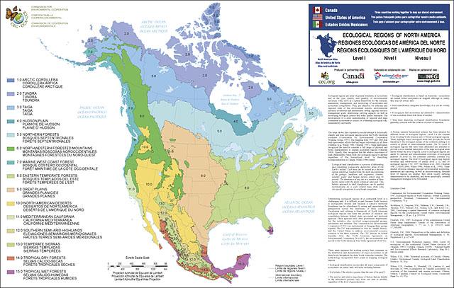Map of Level I Ecoregions of North America