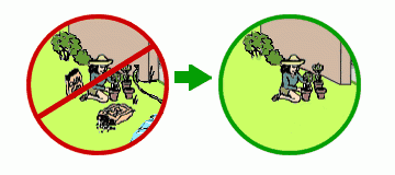 Illustration showing improper use of pesticides and fertilizers being corrected