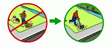 An illustration that shows a man mowing over leaves instead of bagging them in plastic