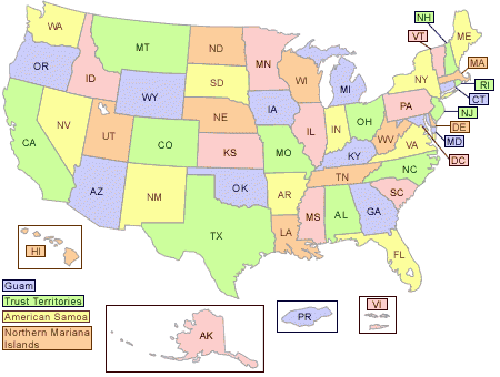 Image map of the United States