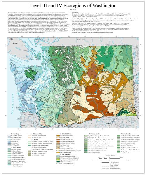 Level III and IV Ecoregions of Washington--map