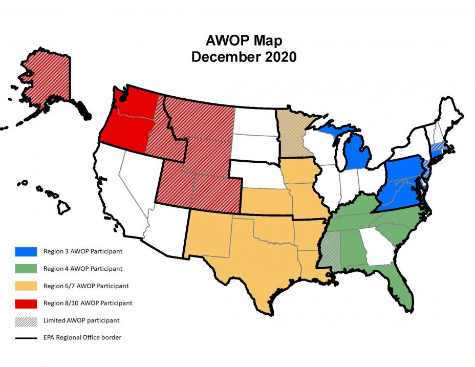 States and regions participating in AWOP.