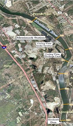 Map of Monitoring Stations near Merrimack Station