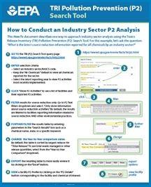 Image showing first page of factsheet describing how to conduct an industry sector P2 analysis using the TRI P2 Search Tool.