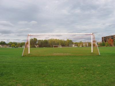 Soccer goals on a soccer field on the Reilly Tar & Chemical Corp. site
