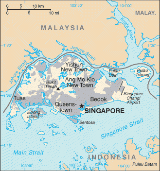 Map of Singapore from CIA world fact book