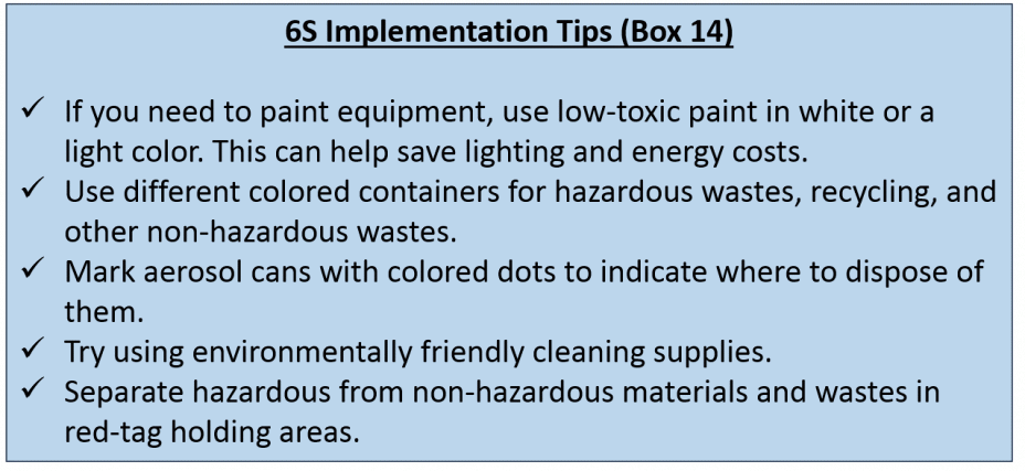 6S Implementation Tips (Box 14)