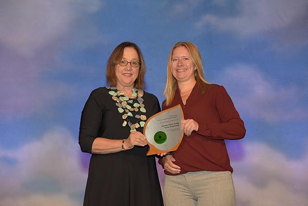 Carrie Pollard accepts Excellence in Promoting WaterSense Labeled Products Award for Sonoma-Marin Saving Water Partnership.