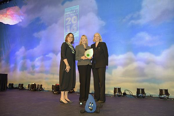 Excellence Award winner, City of Carmel Utilities, with US EPA's Ellen Gilinsky and Veronica Blette.