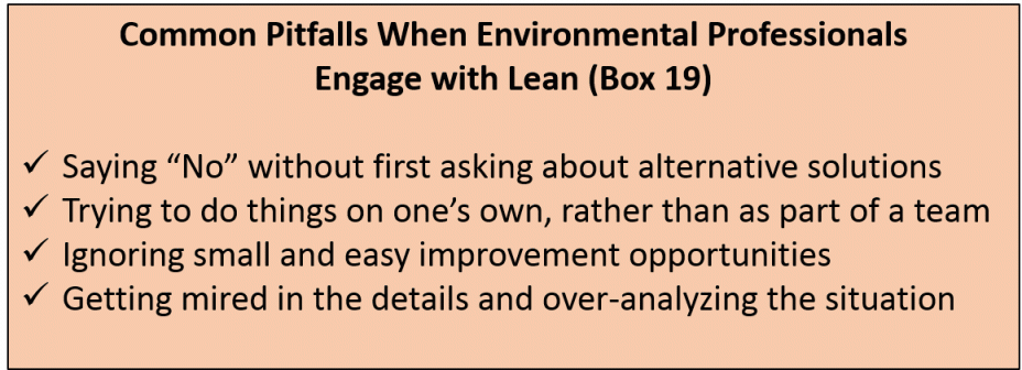 Common Pitfalls When Environmental Professionals Engage with Lean