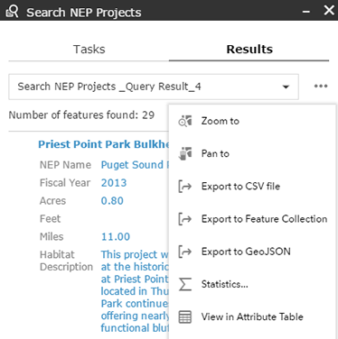 Results tab of the Search NEPMap
