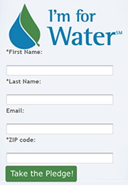 Image of I'm for Water pledge form.