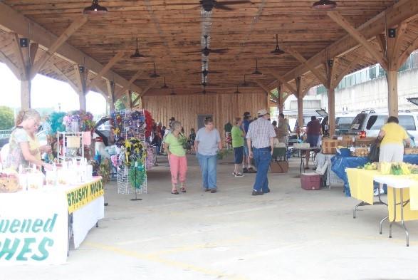 People in the Yadkin Valley Marketplace in North Wilkesboro, NC