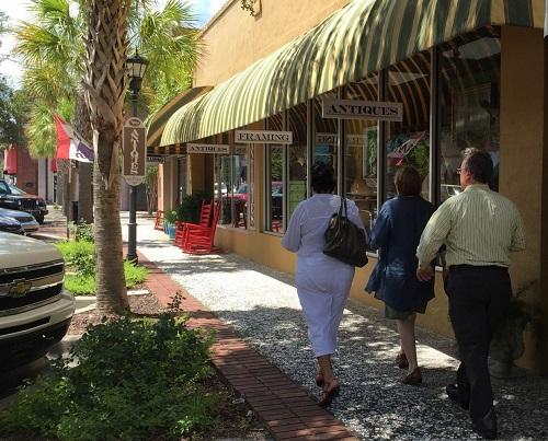 People walking in downtown Walterboro, South Carolina