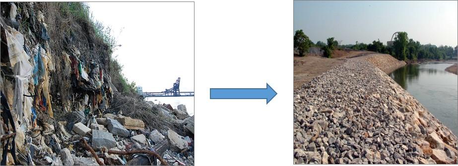 Girard Point Landfill prior to and after remediation