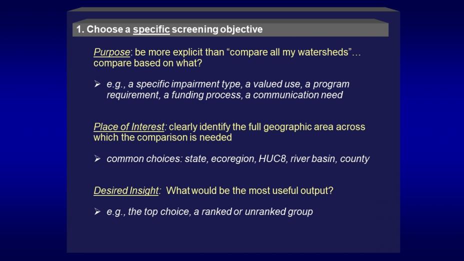 Step 1: Choose a Specific Screening Objective