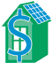 Solar-powered house with dollar sign imposed on it.