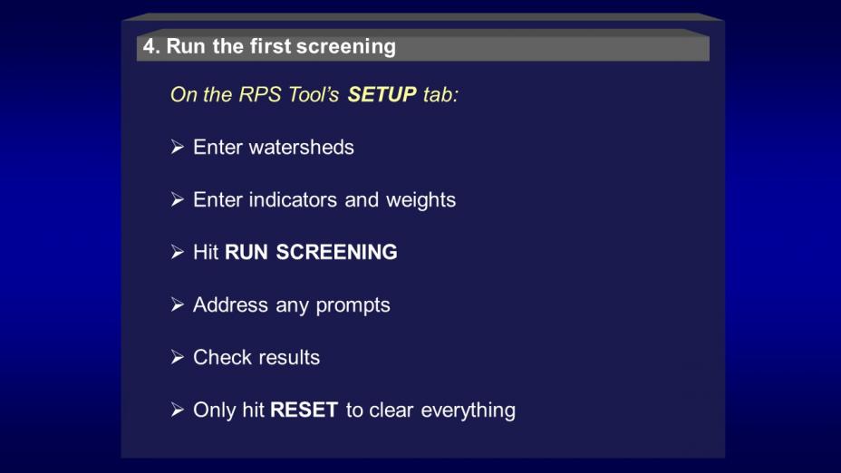 Step 4: Run the first screening