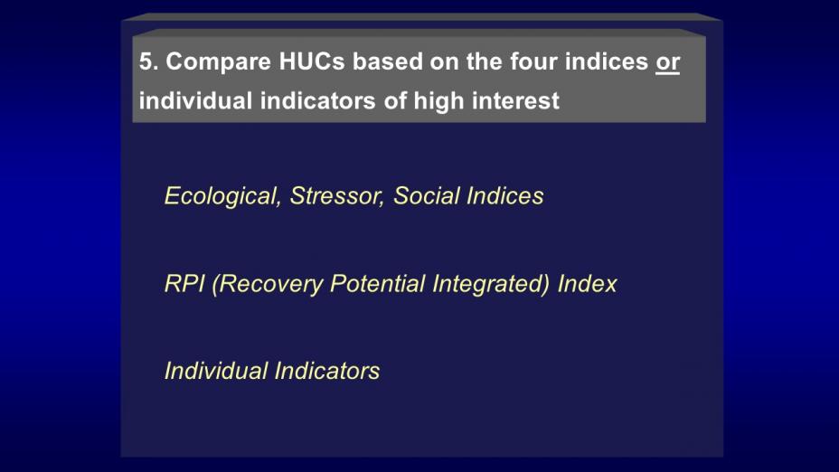 Step 5: Compare HUCs based on the four indices