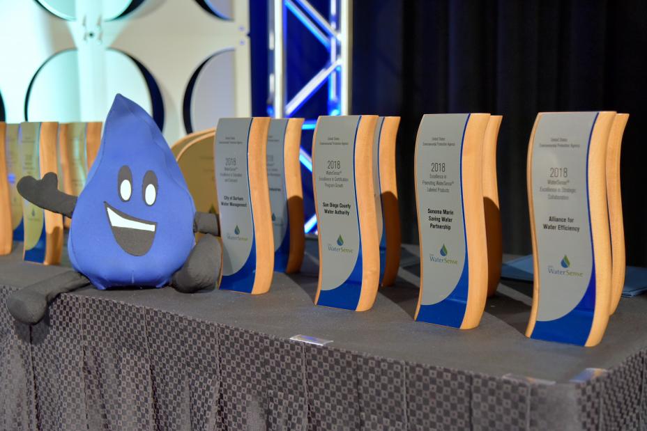 Flo, the WaterSense "spokesgallon," and the 2018 WaterSense Awards.