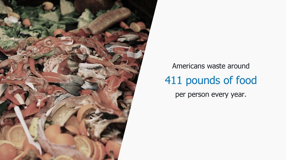 Americans waste around 411 pounds of food per person every year.