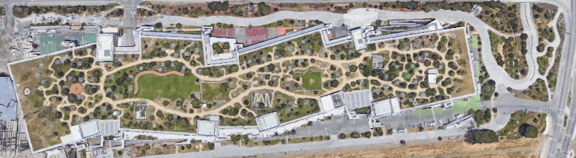 Site layout of Frank Gehry designed Facebook West Campus