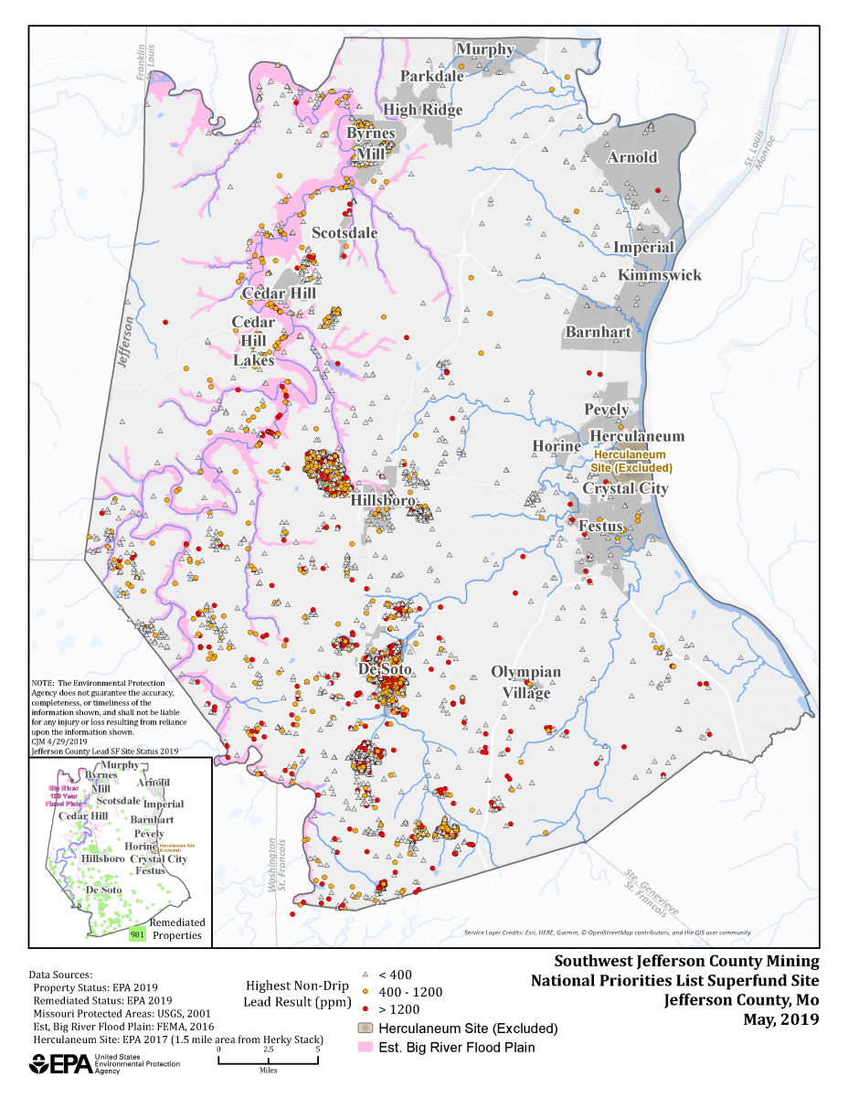image of SW Jeff Co Mining NPL Site map May 2019