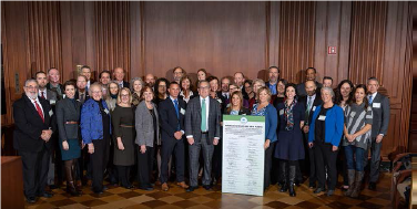 This is a photo of EPA Administrator Wheeler, who was the Acting Administrator at the time, standing front and center among the 44 other pledge signers of the Recycling Summit pledge on Nov. 15, 2018.