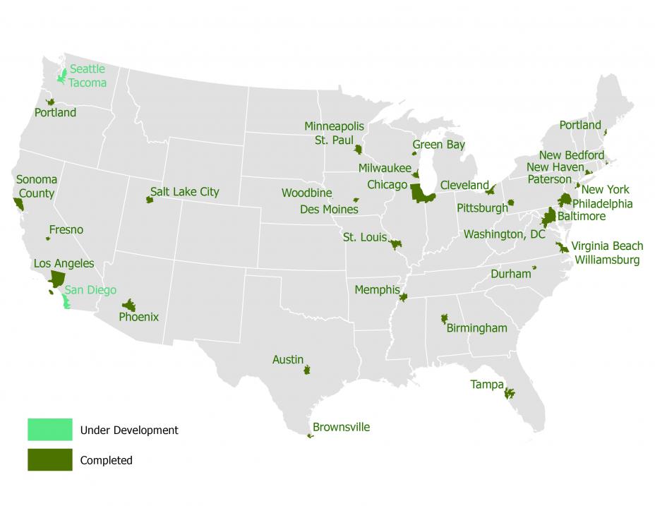 Image showing locations of EnviroAtlas urban communities 