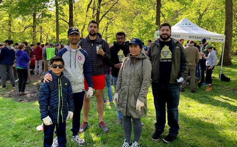 This is a picture of a group of six people outside