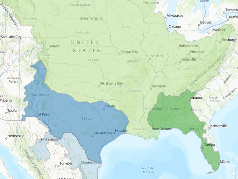 Map of Gulf of Mexico Watershed