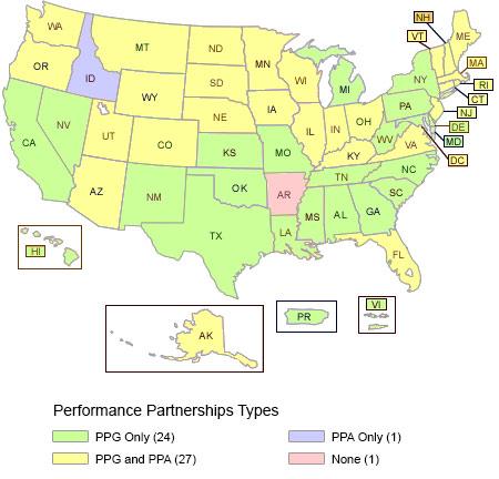 Color-coded map of states with PPAs and/or PPGs