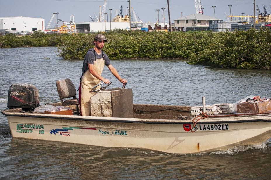 Cody Fonseca, Laforche, LA, sets out for a day of crabbing. USEPA photo by Eric Vance