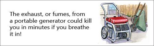 При вдыхании выхлопов или угарного газа, возникающих при работе переносного генератора, за считанные минуты может наступить смерть!