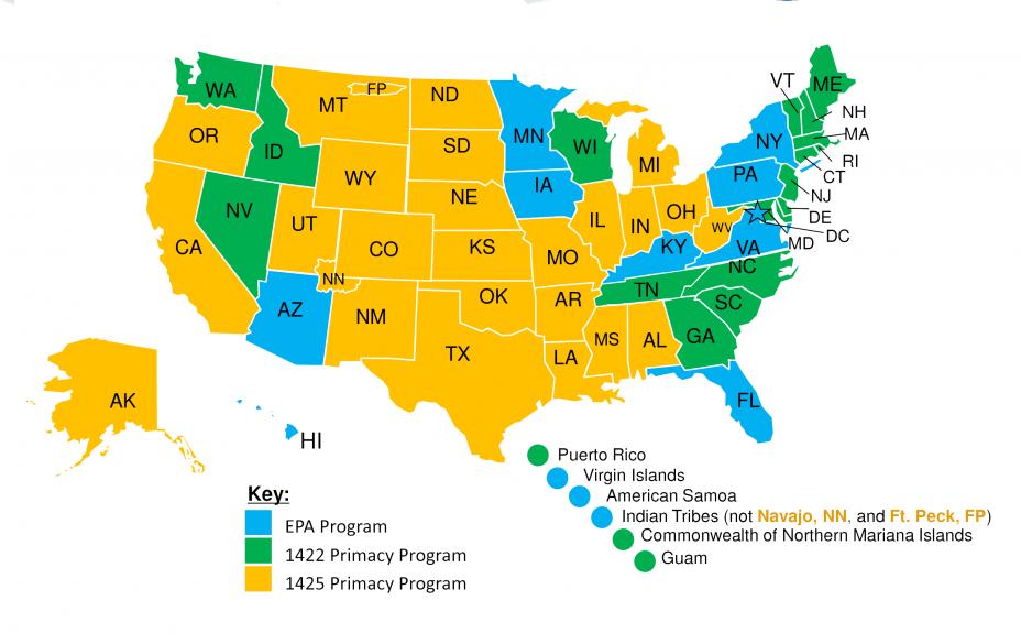 US map showing states with UIC Class II primacy.