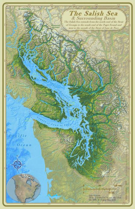 Map of Salish Sea watershed.