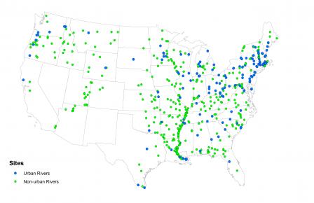 Map: Sampling Locations for the National Rivers and Streams Assessment Fish Tissue Study 2008-2009