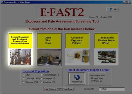 Screen Shot of Initial Page of E-FAST V2.0