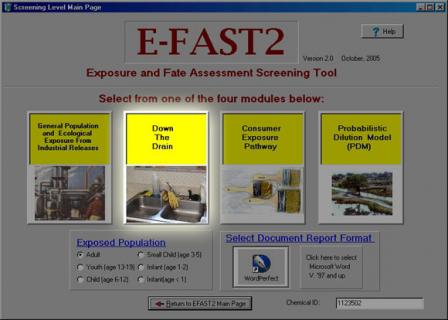 Screen Shot of Initial Page of E-FAST V2.0 System