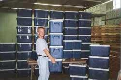 man holding cooler